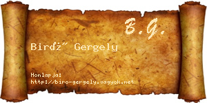 Biró Gergely névjegykártya